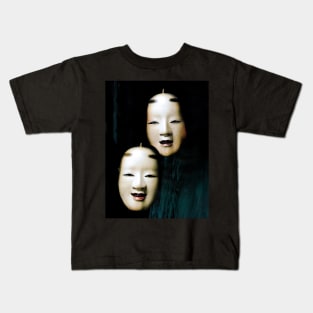 Japanese Noh Mask Antique Minimalism Zen Hannya Kids T-Shirt